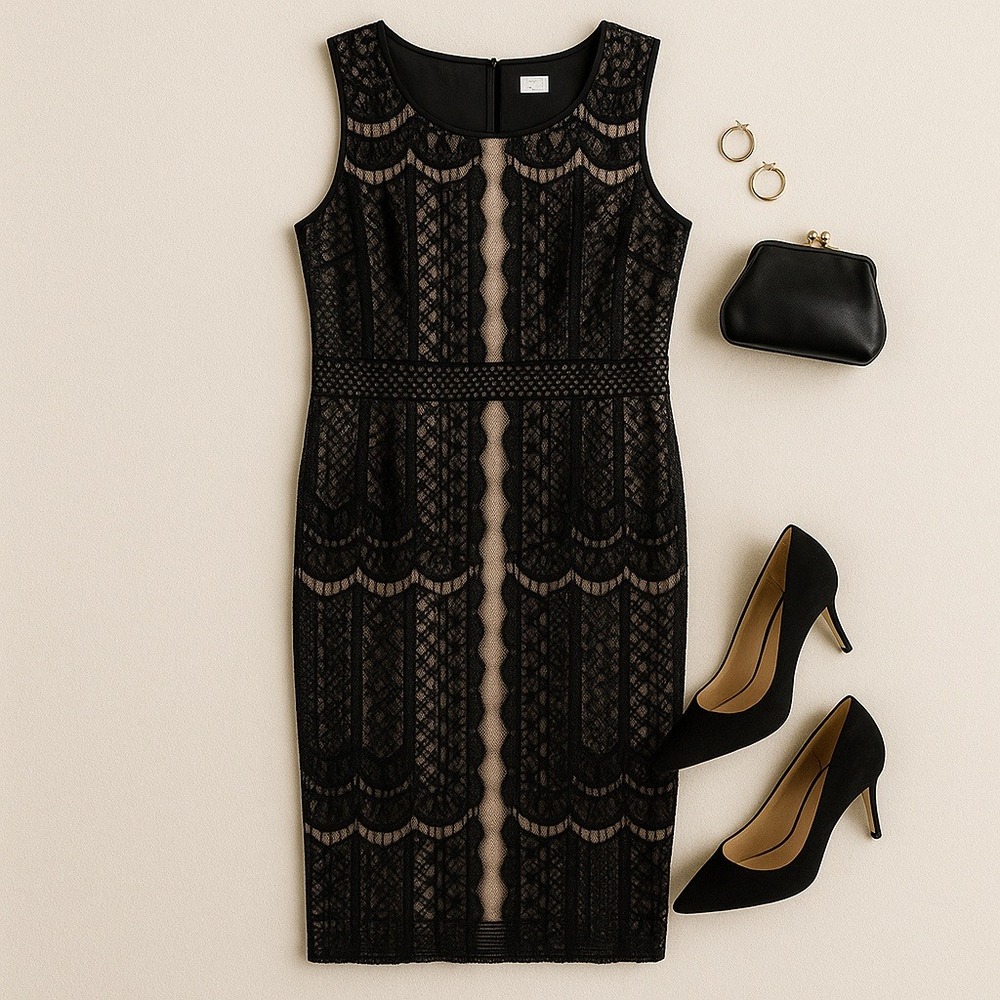 Chico's Lace Sheath Dress Black Size 1 – Elegant Cocktail Evening